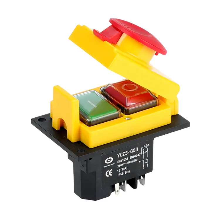 16A Medium Big Panel Yellow Push Button Electromagnetic Switch