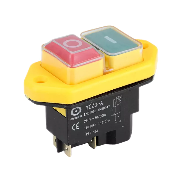 16A Yellow Narrow Diamond Push Button Electromagnetic Switch