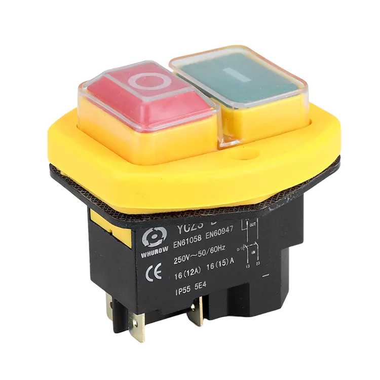 16A Yellow Wide Diamond Push Button Electromagnetic Switch