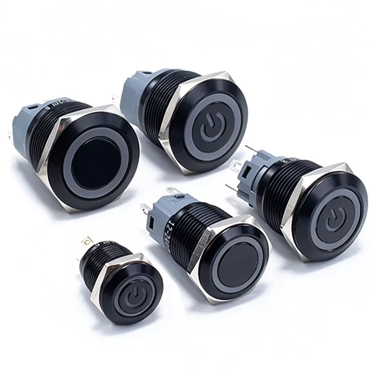 Customize Black Metal Push Button Switch With Light