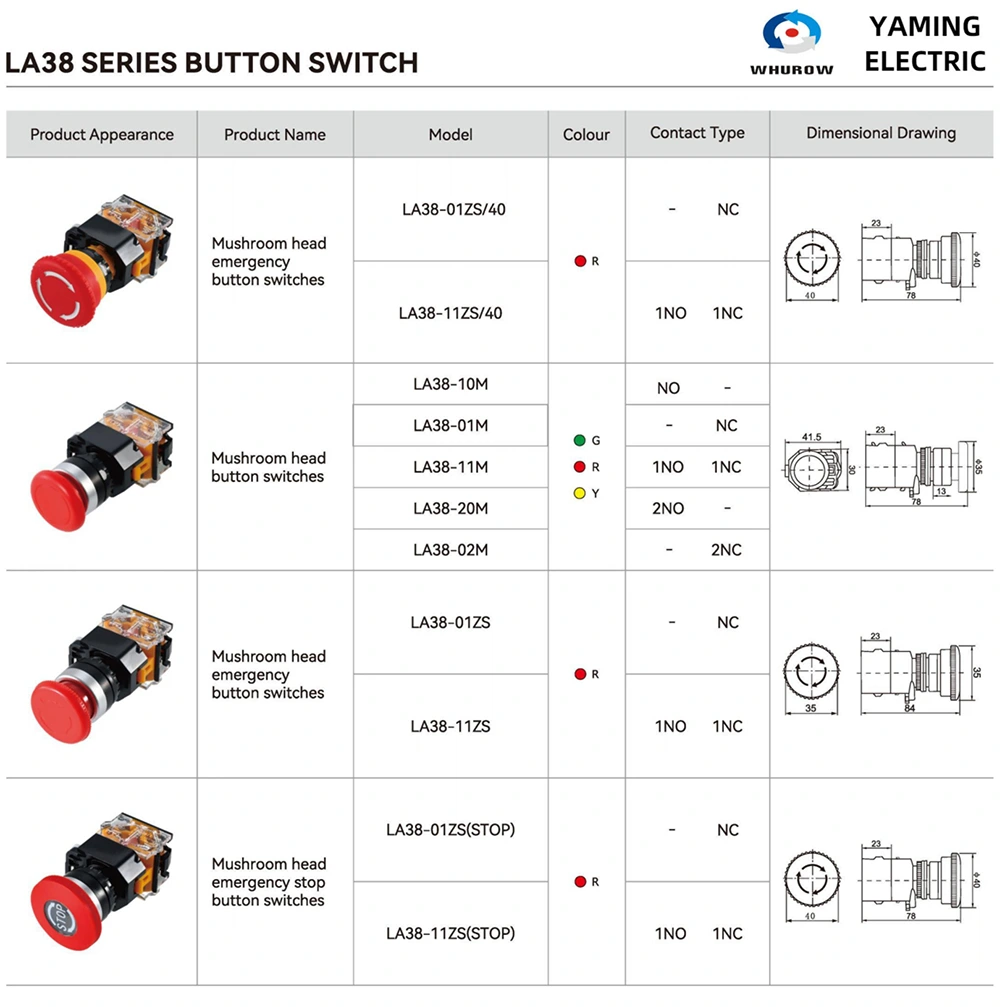 LA38-11ZS Emergency Stop Push Button Switch Rotate to Reset