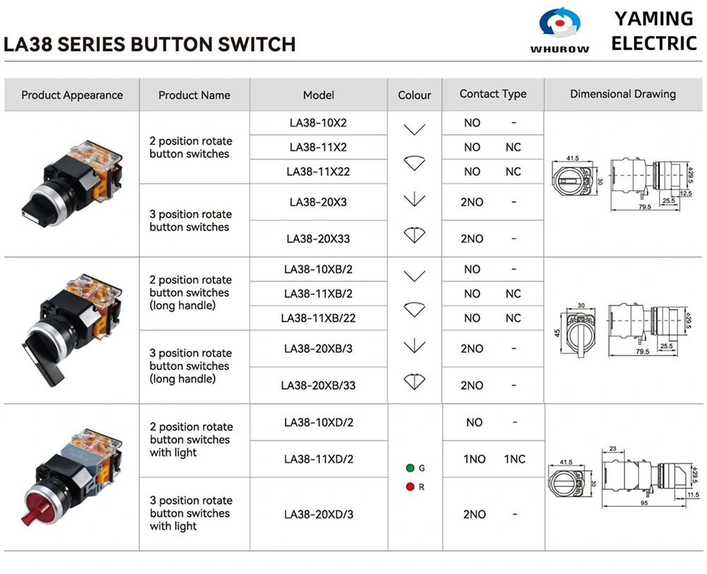 LW38-11X2 X3 Two Three Position Knob Rotary Switch