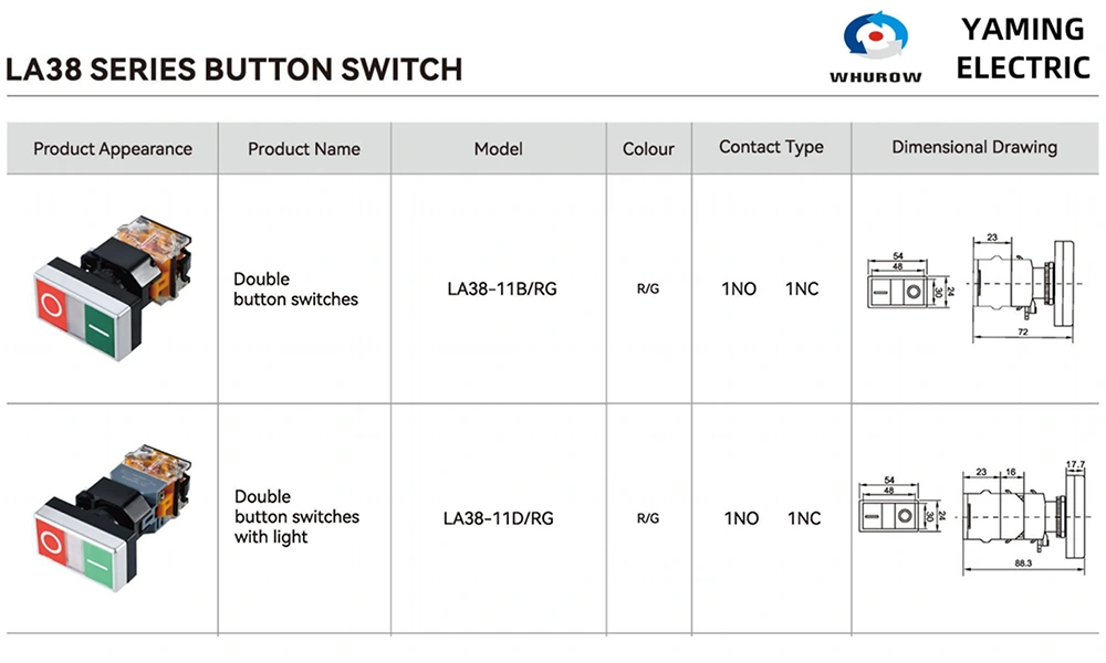  LA38-11/RG Red Green Start Stop Push Button Switch