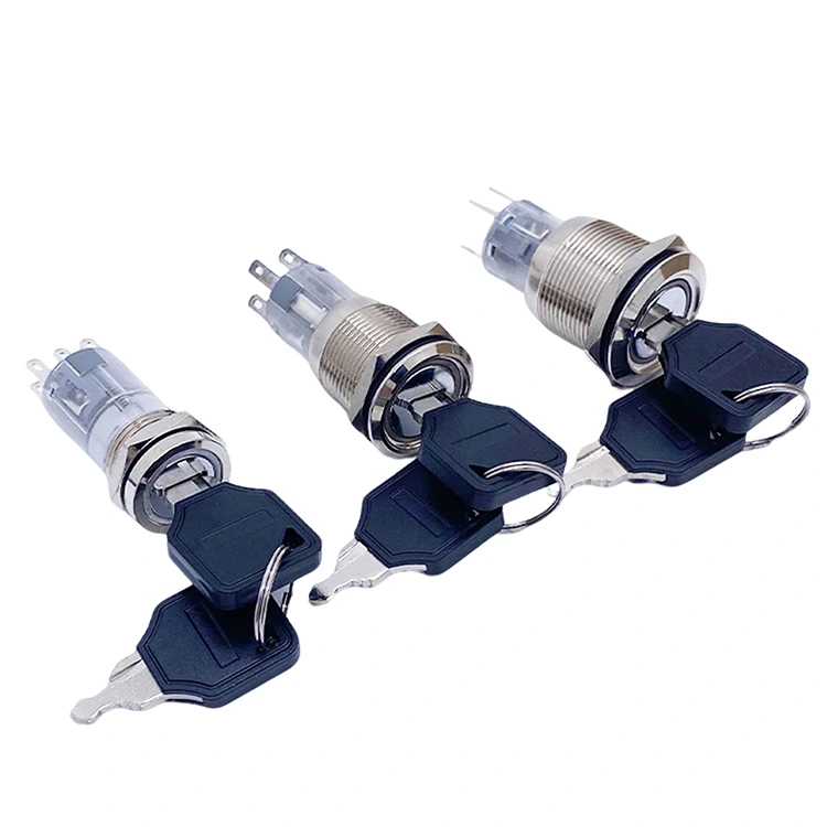 Key Two Three Position Metal Knob Rotary Switch